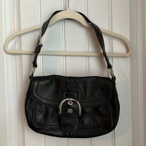 Black Coach purse with Silver Hardware 12’ by 8’.